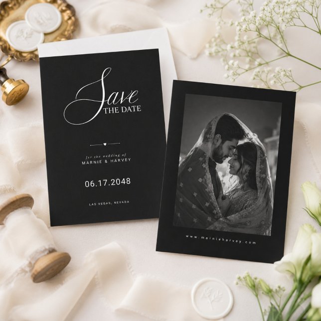 Save The Date Photo de mariage noir de luxe (Créateur téléchargé)