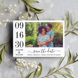 Save The Date Photo de mariage noir et blanc d'élégance moderne