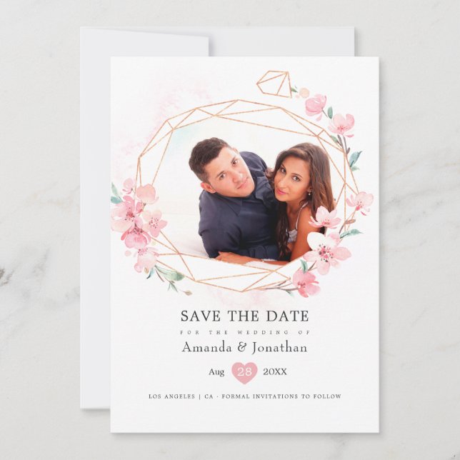 Save The Date Photo de mariage printanier aux fleurs de cerisier (Devant)
