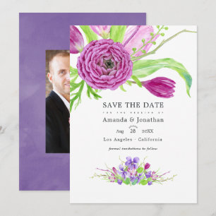 Save The Date Photo de mariage printanier floral aquarelle