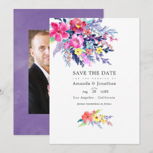 Save The Date Photo de mariage printanier floral aquarelle color