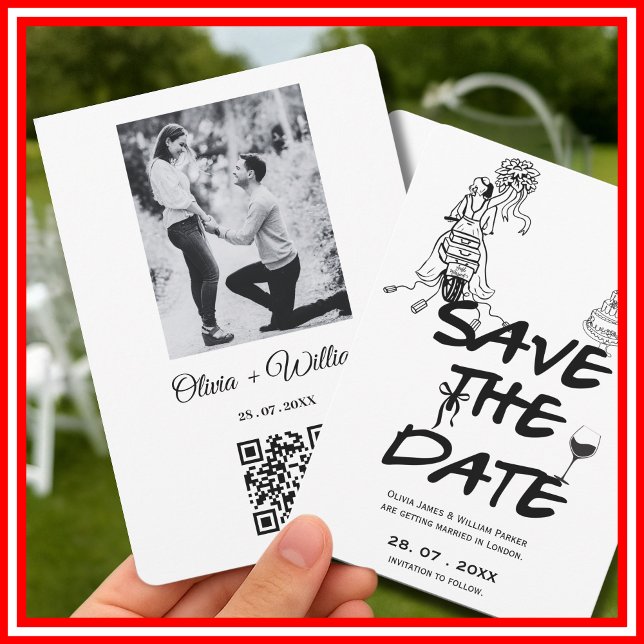 Save The Date Photo de mariage QR Code fantaisiste et fantaisist (Créateur téléchargé)