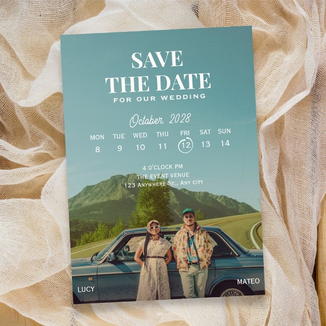 Save The Date Photo de mariage rétro iconique  (Créateur téléchargé)