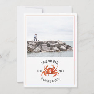 Save The Date Photo de mariage rustique au crabe en chambray