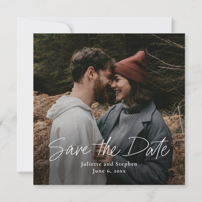 Save The Date Photo de mariage simple et moderne avec écriture m (Devant)