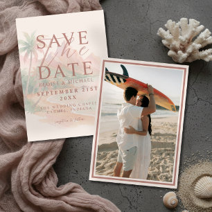 Save The Date Photo de mariage sur la plage de l'île du coucher