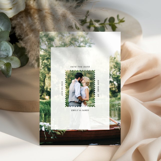 Save The Date Photo de mariage timbre-poste moderne (Créateur téléchargé)