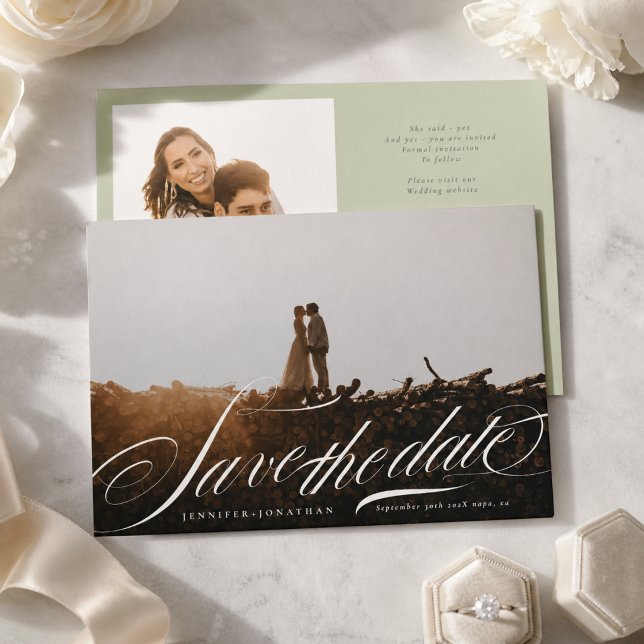 Save The Date Photo de mariage Vert Pistache (Créateur téléchargé)
