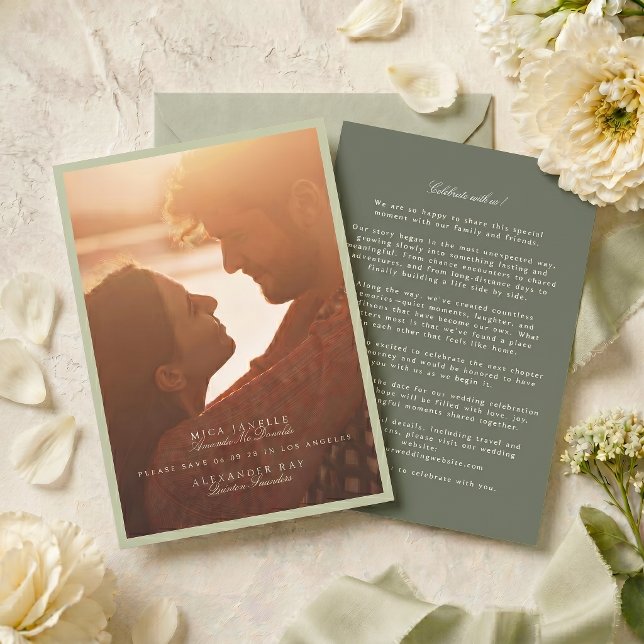 Save The Date Photo de mariage Vert Pistache (Créateur téléchargé)