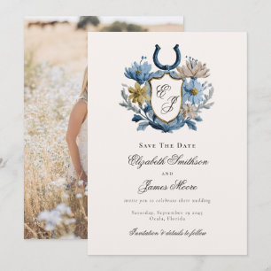 Save The Date Photo de monogramme de fer à cheval équestre à cou
