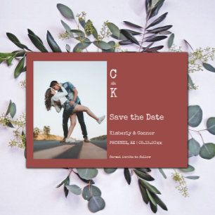 Save The Date Photo de monogramme minimaliste en terre cuite