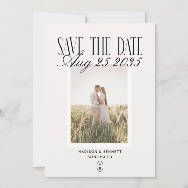 Save The Date Photo de monogramme vintage moderne (Devant)