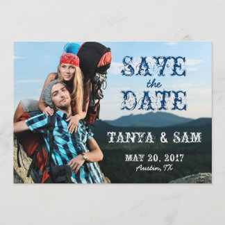 Save The Date Photo de Navy Blue Rustic Enregistrer la date