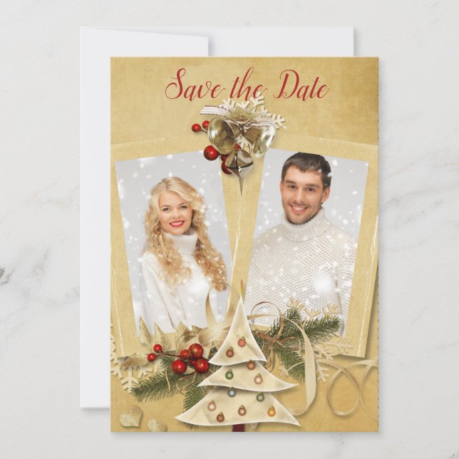 Save The Date Photo de Noël pour annoncer la date (Devant)