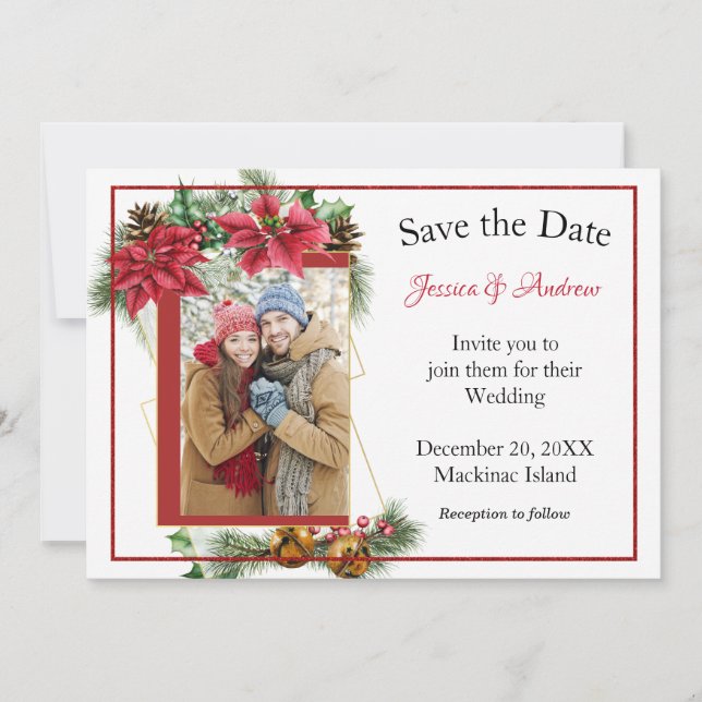 Save The Date Photo de Noël rustique Enregistrer la date (Devant)