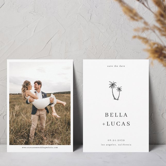 Save The Date Photo de palmier dessiné à la main pour site web d (Créateur téléchargé)