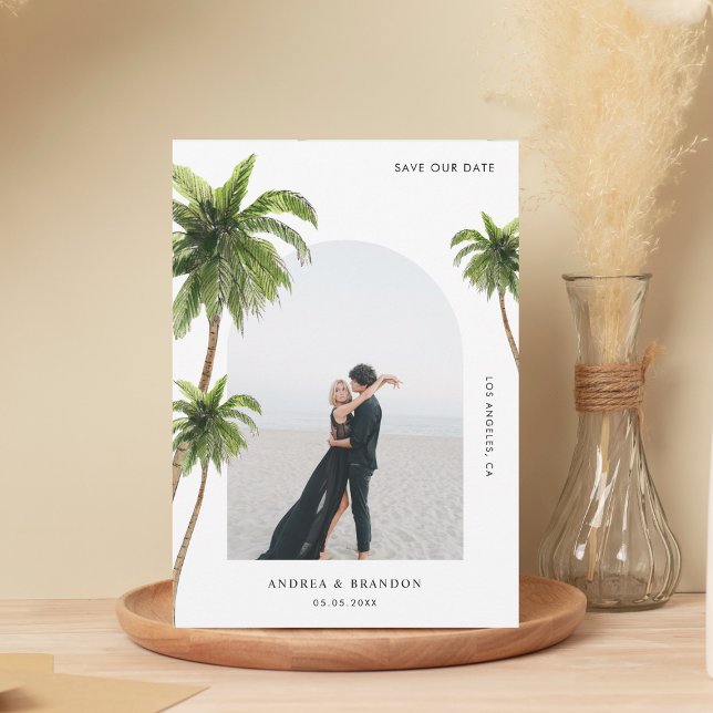 Save The Date Photo de palmier tropical pour mariage de destinat (Créateur téléchargé)