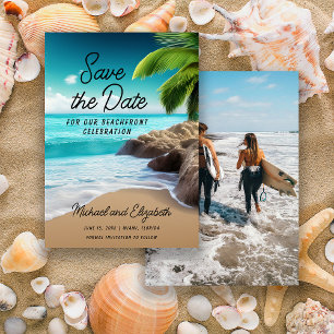 Save The Date Photo de palmiers sur une plage tropicale pour mar
