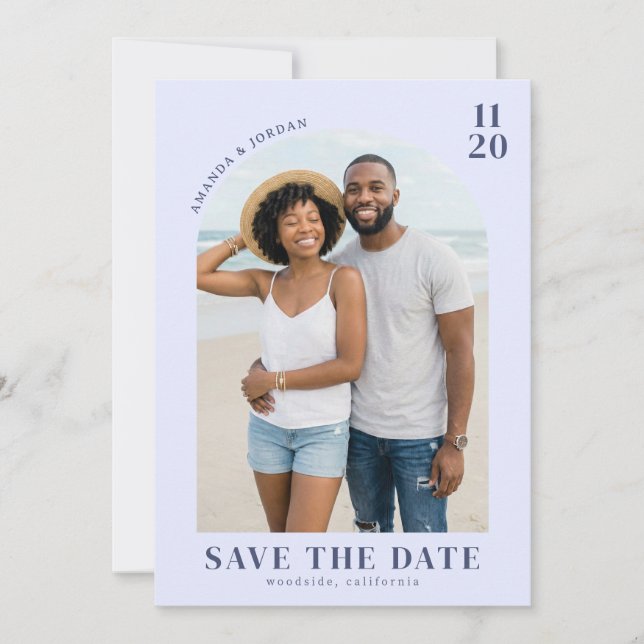 Save The Date Photo de plage bleue joyeuse (Devant)