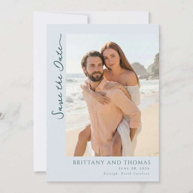 Save The Date Photo de plage pastel romantique (Devant)