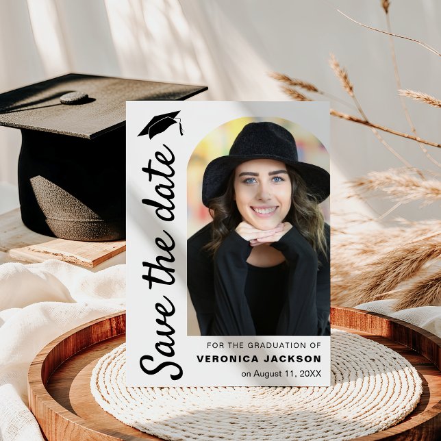 Save The Date Photo de remise de diplômes avec arche moderne (Créateur téléchargé)