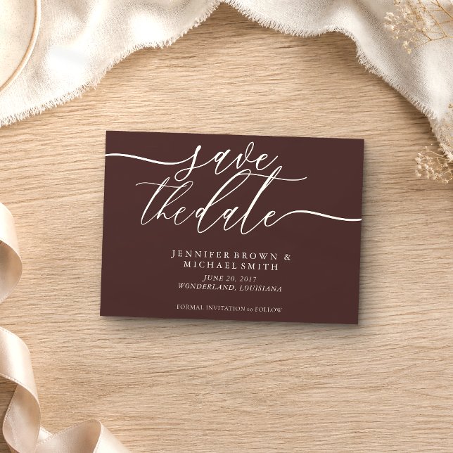 Save The Date Photo de sauvegarde de date de mariage marron choc (Créateur téléchargé)