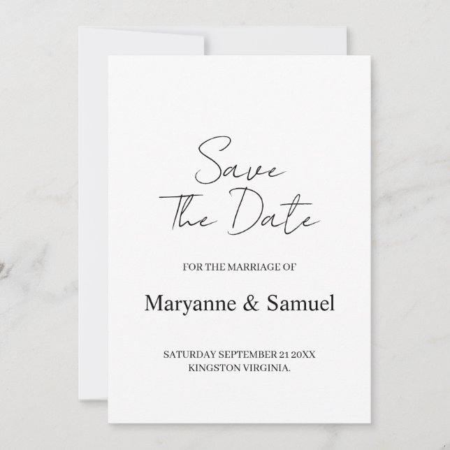 Save The Date Photo de sauvegarde de date minimale de script (Devant)