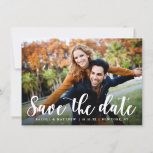 Save The Date Photo de script blanc moderne Enregistrer la date