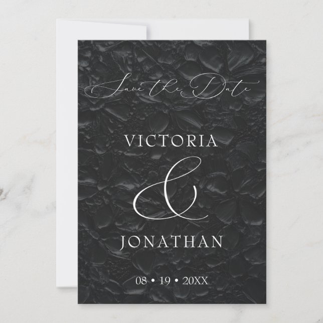 Save The Date Photo de script élégant classique noir (Devant)