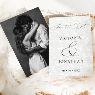 Save The Date Photo de script élégant moderne blanc