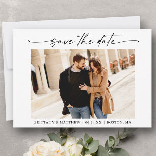 Save The Date Photo de script minimaliste d'encre moderne