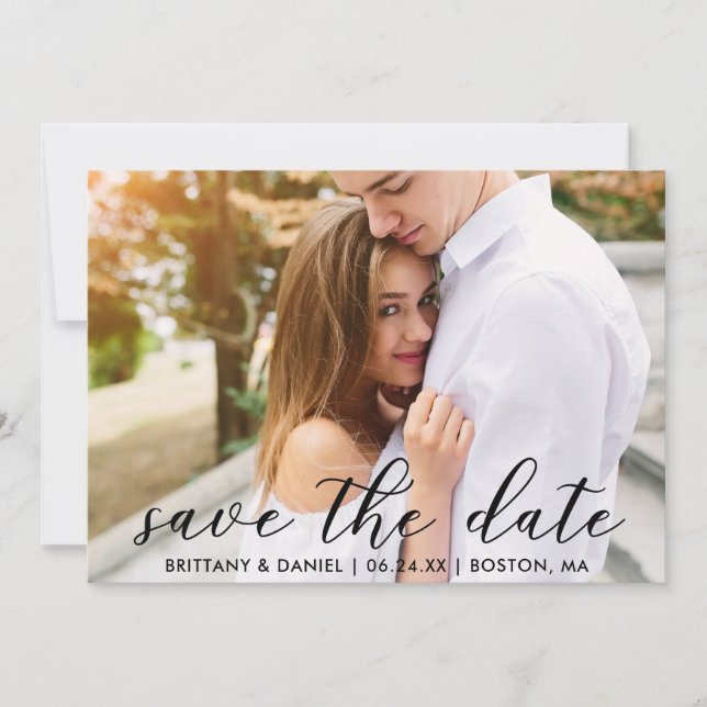 Save The Date Photo de script moderne et tendance (Devant)