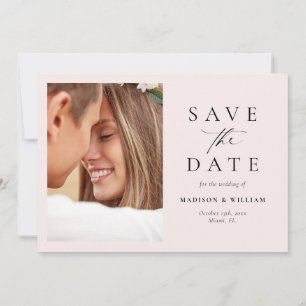 Save The Date Photo De Script Rose Vierge Moderne Enregistrer La