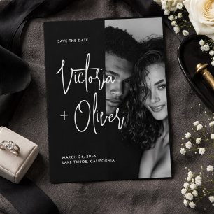 Save The Date Photo de style minimaliste moderne en noir et blan
