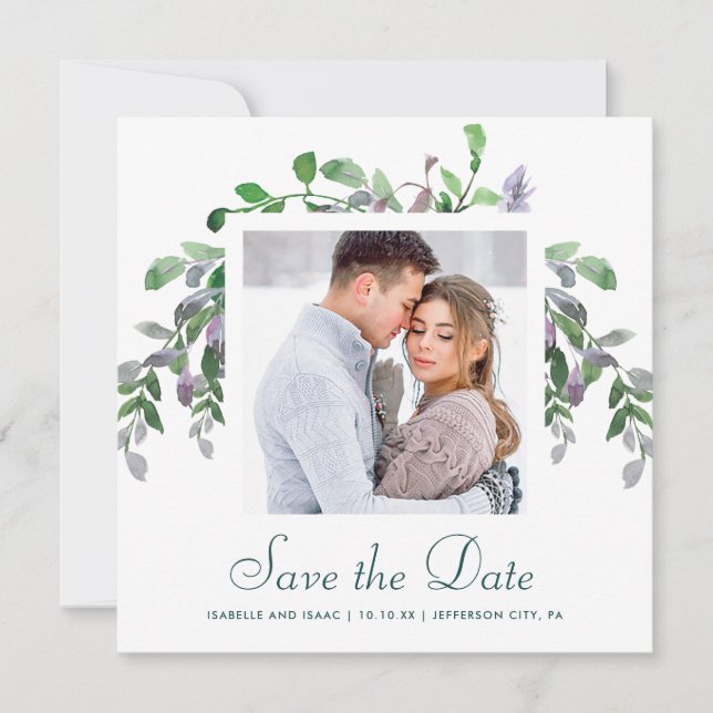 Save The Date Photo de verdure et de feuillage simple (Devant)