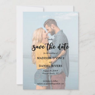 Save The Date Photo décoloré à fond perdu écriture manuscrite au