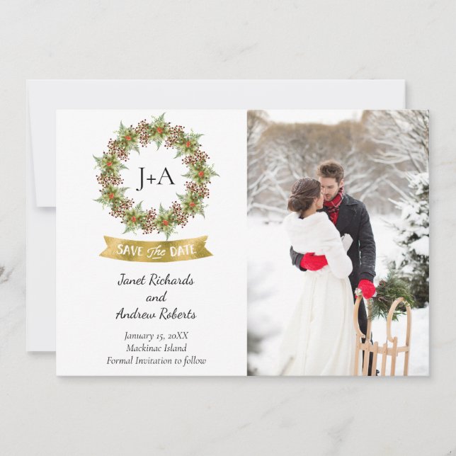 Save The Date Photo d'hiver ou de Noël Enregistrer la date (Devant)
