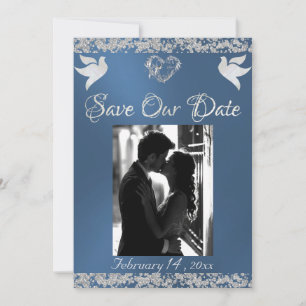 Save The Date Photo, Doves, Coeur d'argent & Parties scintillant