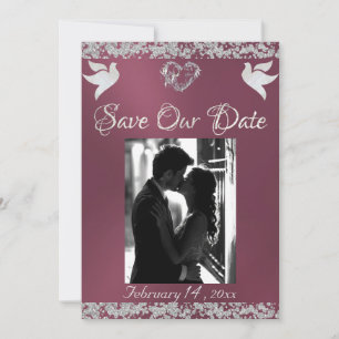 Save The Date Photo, Doves, Coeur d'argent & Parties scintillant