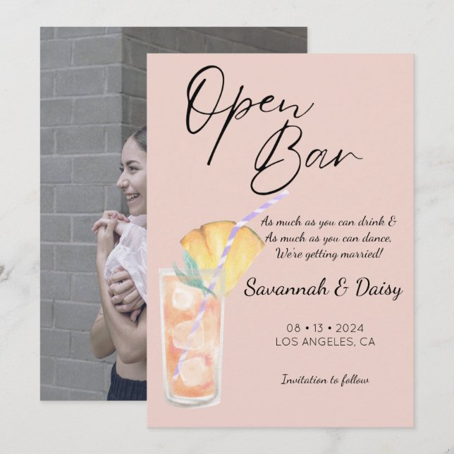 Save The Date Photo drôle d'Orange Moderne  (Devant / Derrière)