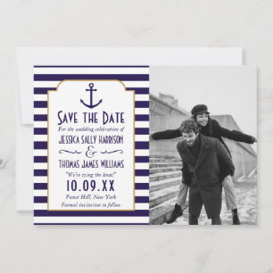 Save The Date Photo du Mariage d'Ancre de la marine nautique et