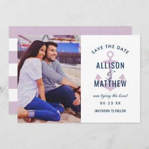 Save The Date Photo du Mariage d'Ancre violet violet de la marin