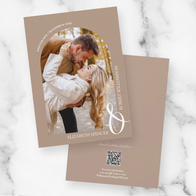 Save The Date Photo du Mariage du code QR Tan Enregistrer la dat (Créateur téléchargé)