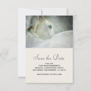 Save The Date Photo d'un magnifique cheval blanc en hiver