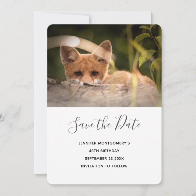 Save The Date Photo d'un mignon renard Sauvez la date (Devant)