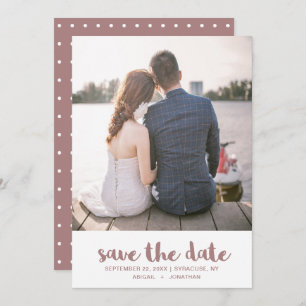 Save The Date Photo Dusty Rose et Pois blancs