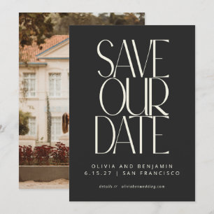 Save The Date Photo élégant classe noir simple moderne tendance
