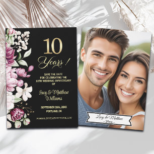 Save The Date Photo élégant d'anniversaire de mariage de 10 ans
