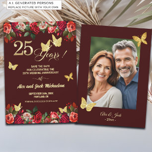 Save The Date Photo élégant d'anniversaire de mariage de 25 ans
