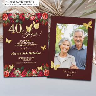 Save The Date Photo élégant d'anniversaire de mariage de 40 ans